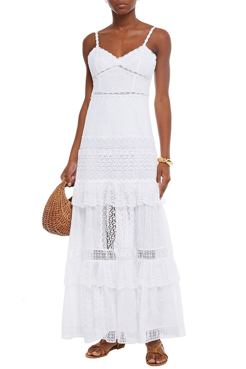 CHARO RUIZ IBIZA Hilde crocheted lace-trimmed cotton-blend voile maxi dress