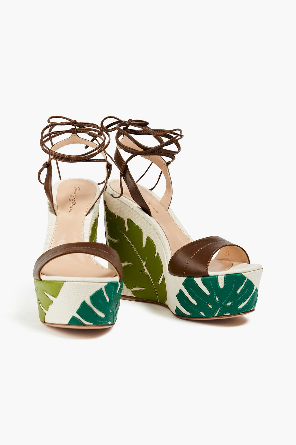 Gianvito Rossi Grenada Leather Wedge Sandals In Brown