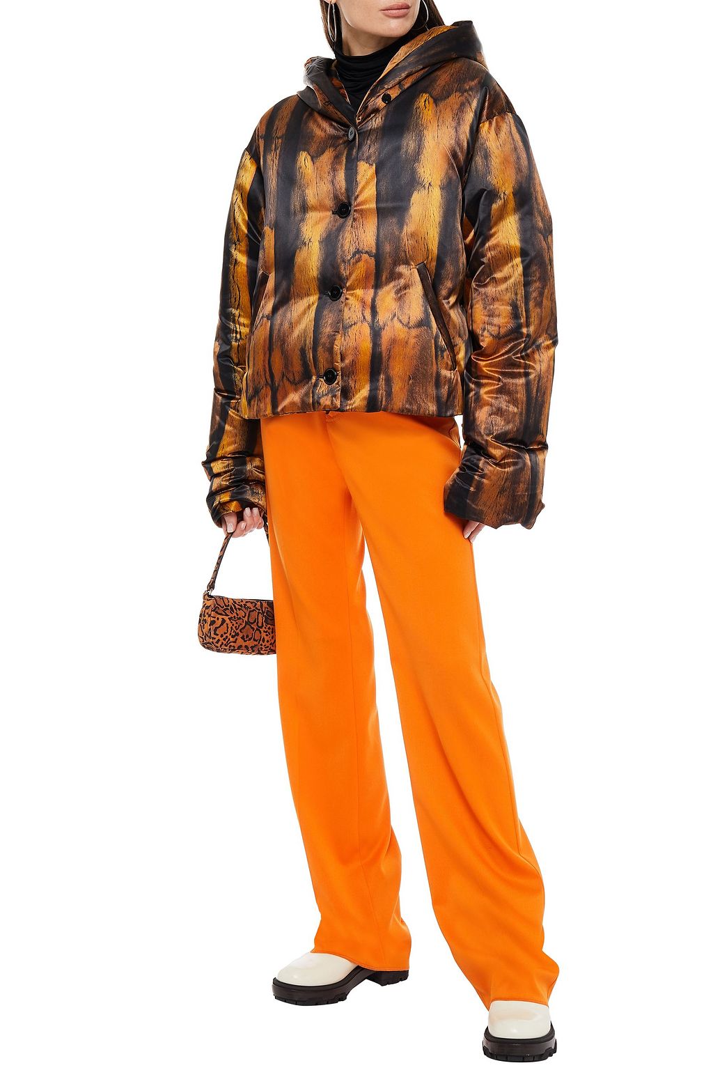 MM6 MAISON MARGIELA Oversized printed satin hooded down jacket