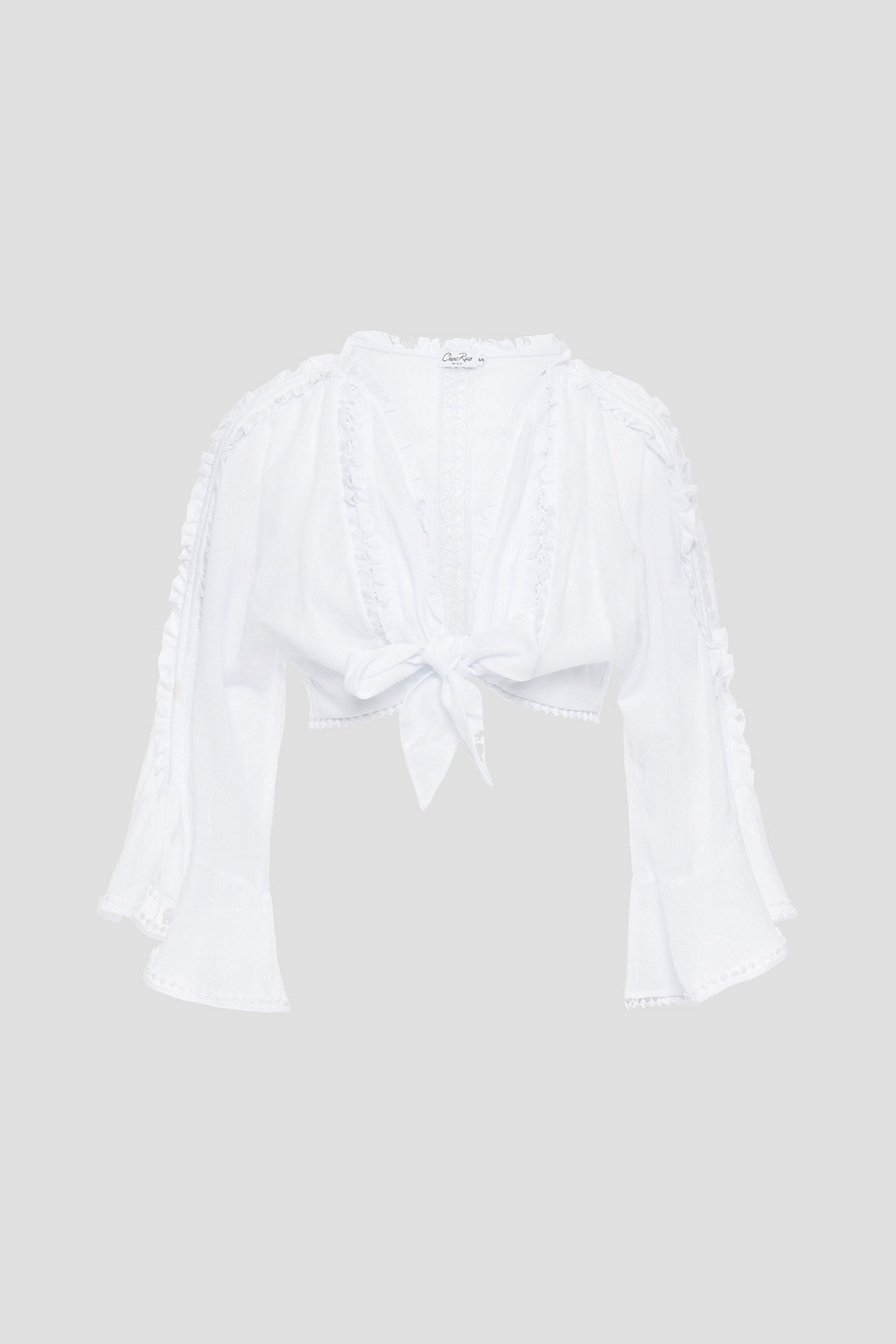 Charo Ruiz Ibiza Woman Kissa Cropped Lace-trimmed Cotton-blend Voile Top White Size M