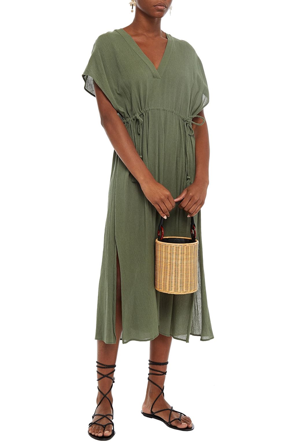 JETS AUSTRALIA BY JESSIKA ALLEN Tassel-trimmed cotton-blend gauze midi dress