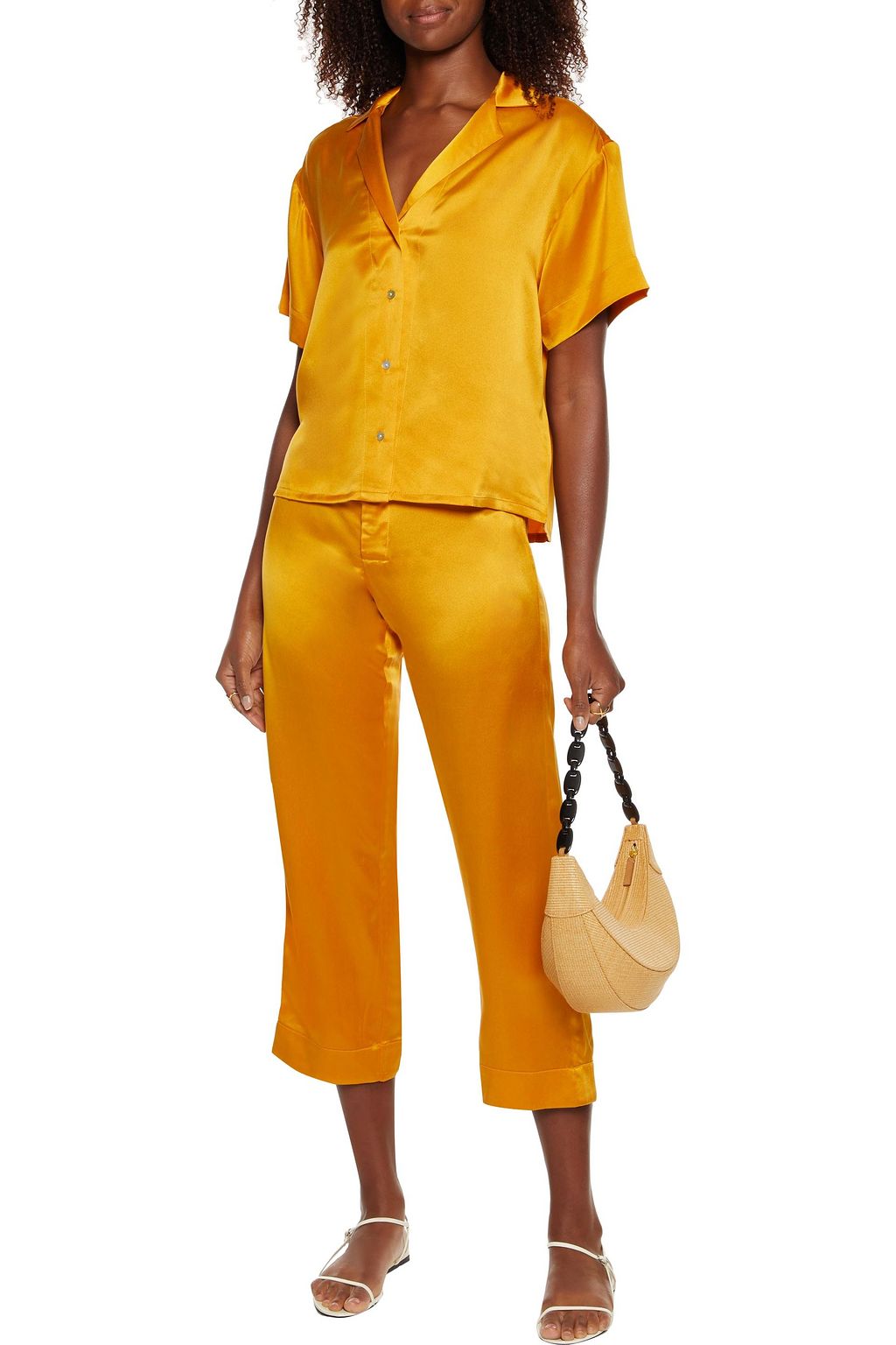 ASCENO Antibes cropped washed-silk straight-leg pants