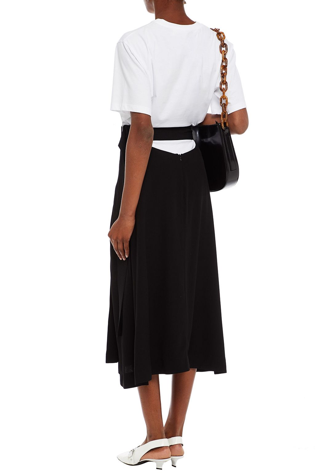 VICTORIA BECKHAM Wrap-effect cutout crepe midi skirt