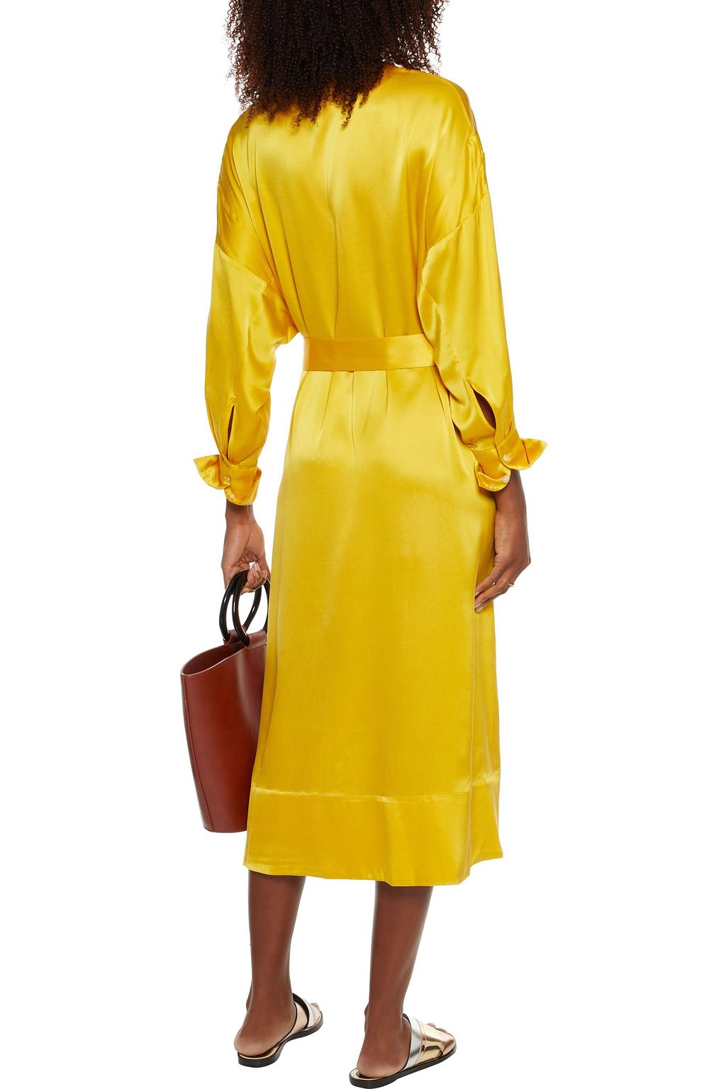 ASCENO Rome belted washed-silk midi shirt dress