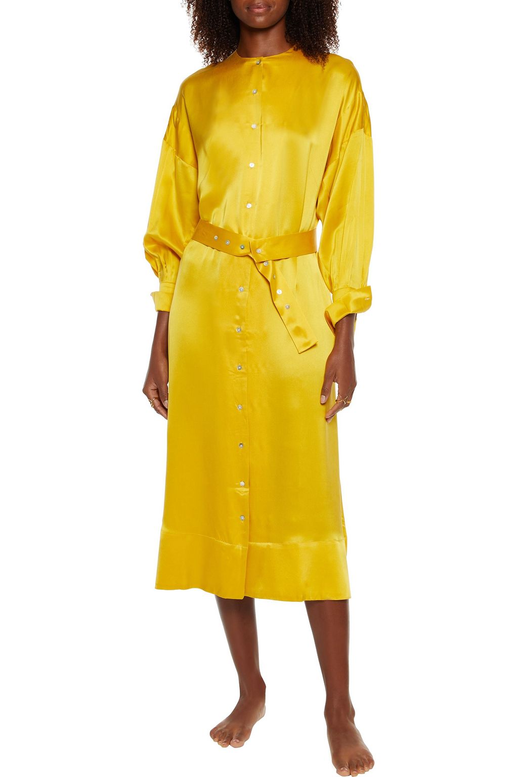 ASCENO Rome belted washed-silk midi shirt dress