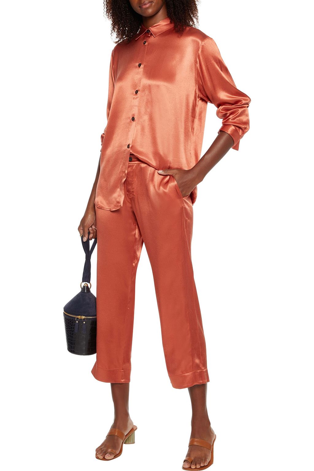 ASCENO Antibes cropped bamboo-satin straight-leg pants