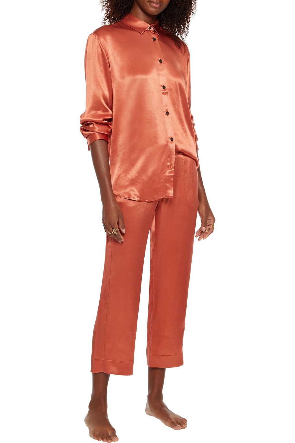 ASCENO Antibes cropped bamboo-satin straight-leg pants