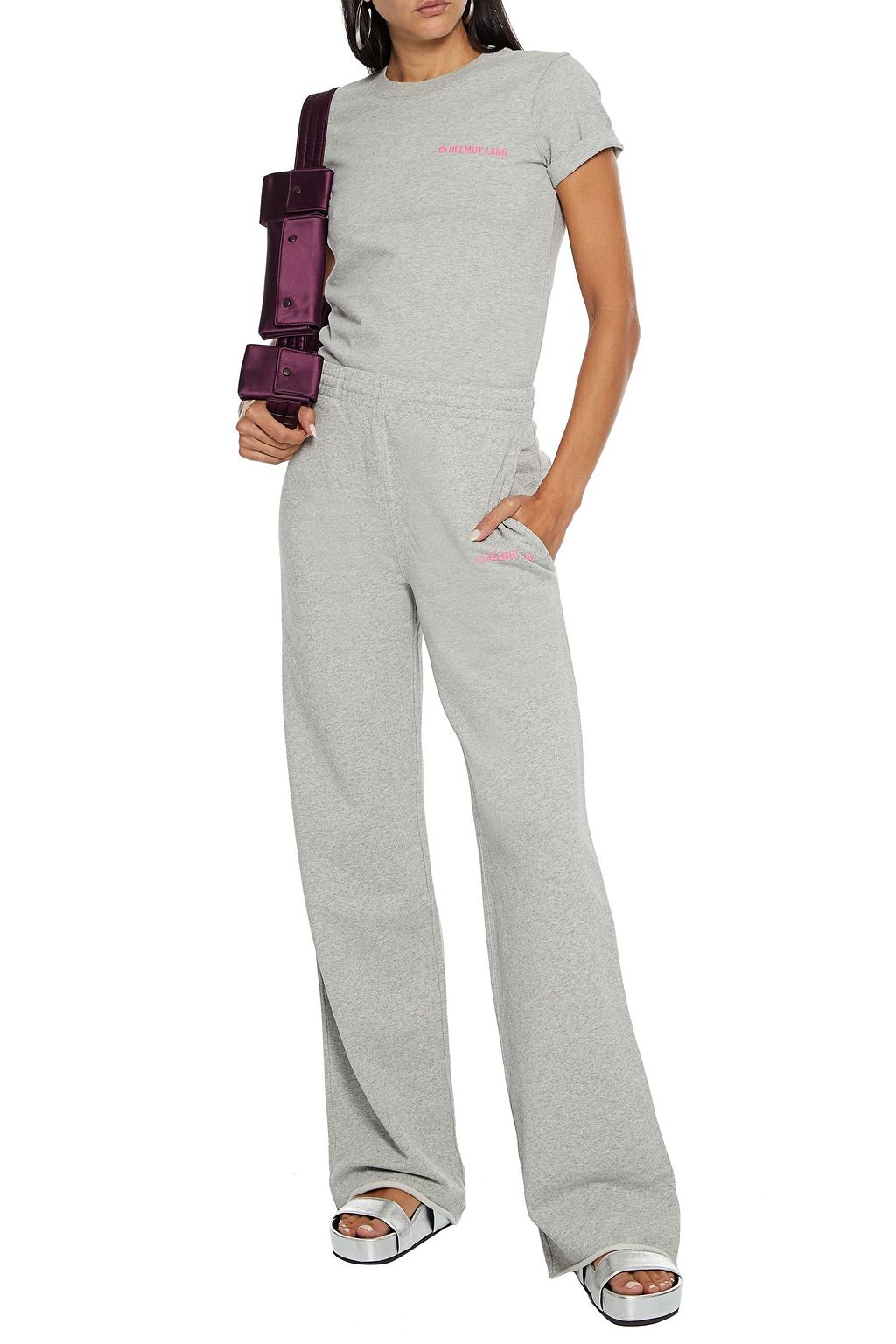 HELMUT LANG Embroidered French cotton-terry track pants