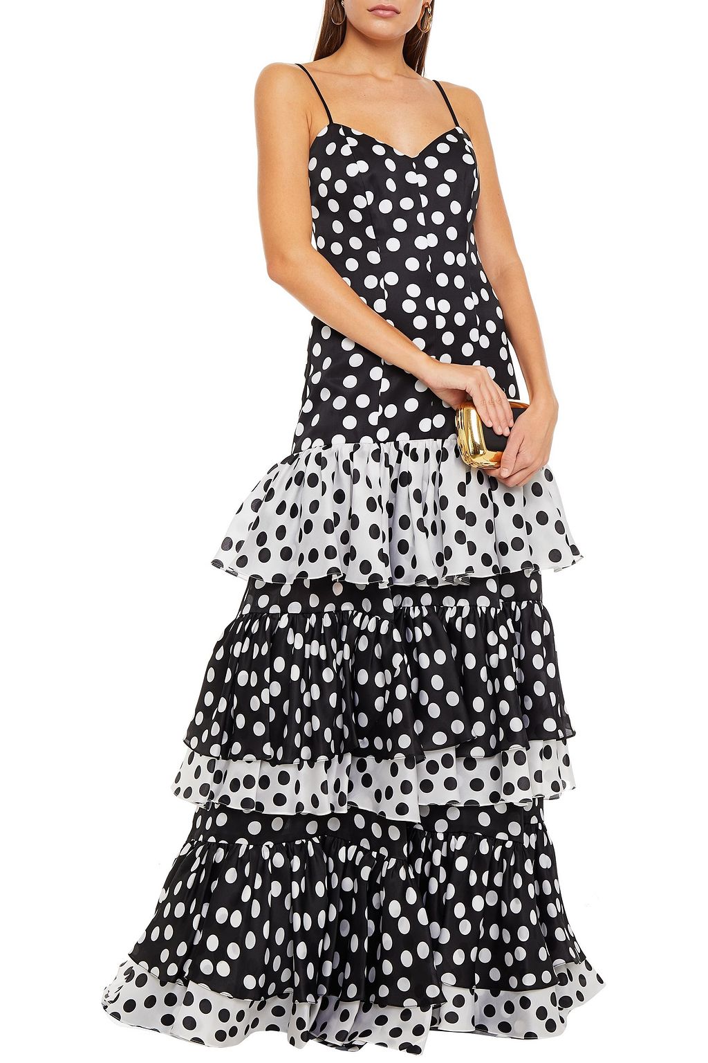 CAROLINA HERRERA Tiered polka-dot silk-organza gown