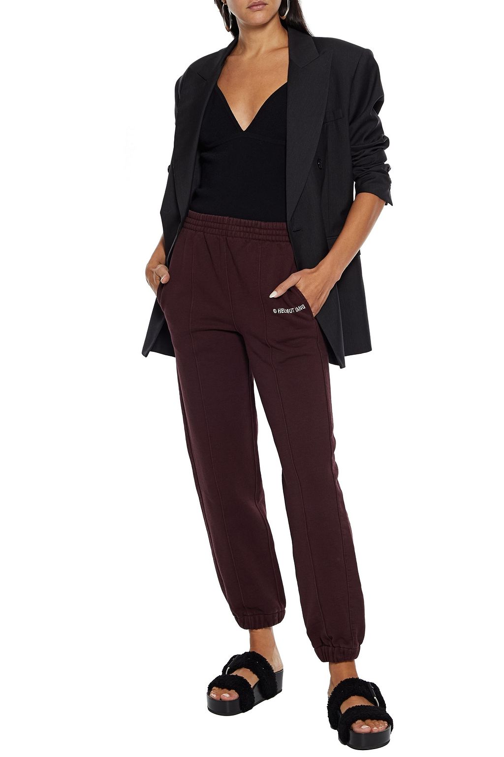 HELMUT LANG Embroidered French cotton-terry track pants