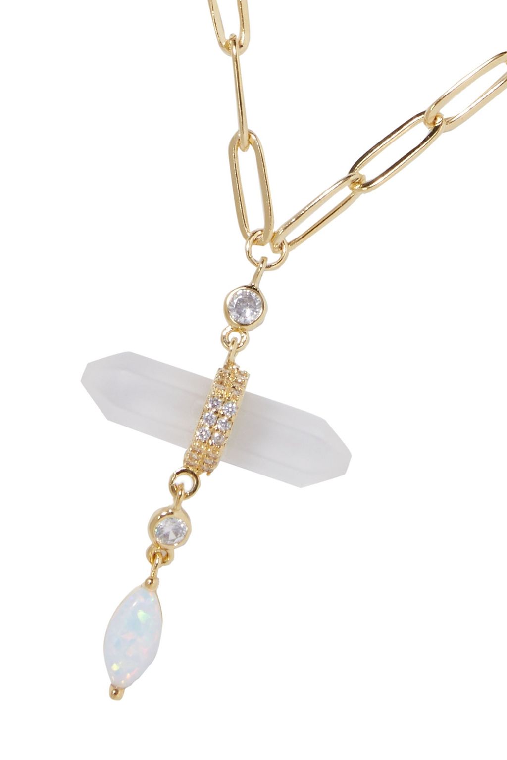 NOIR JEWELRY Gold-tone, stone and crystal necklace