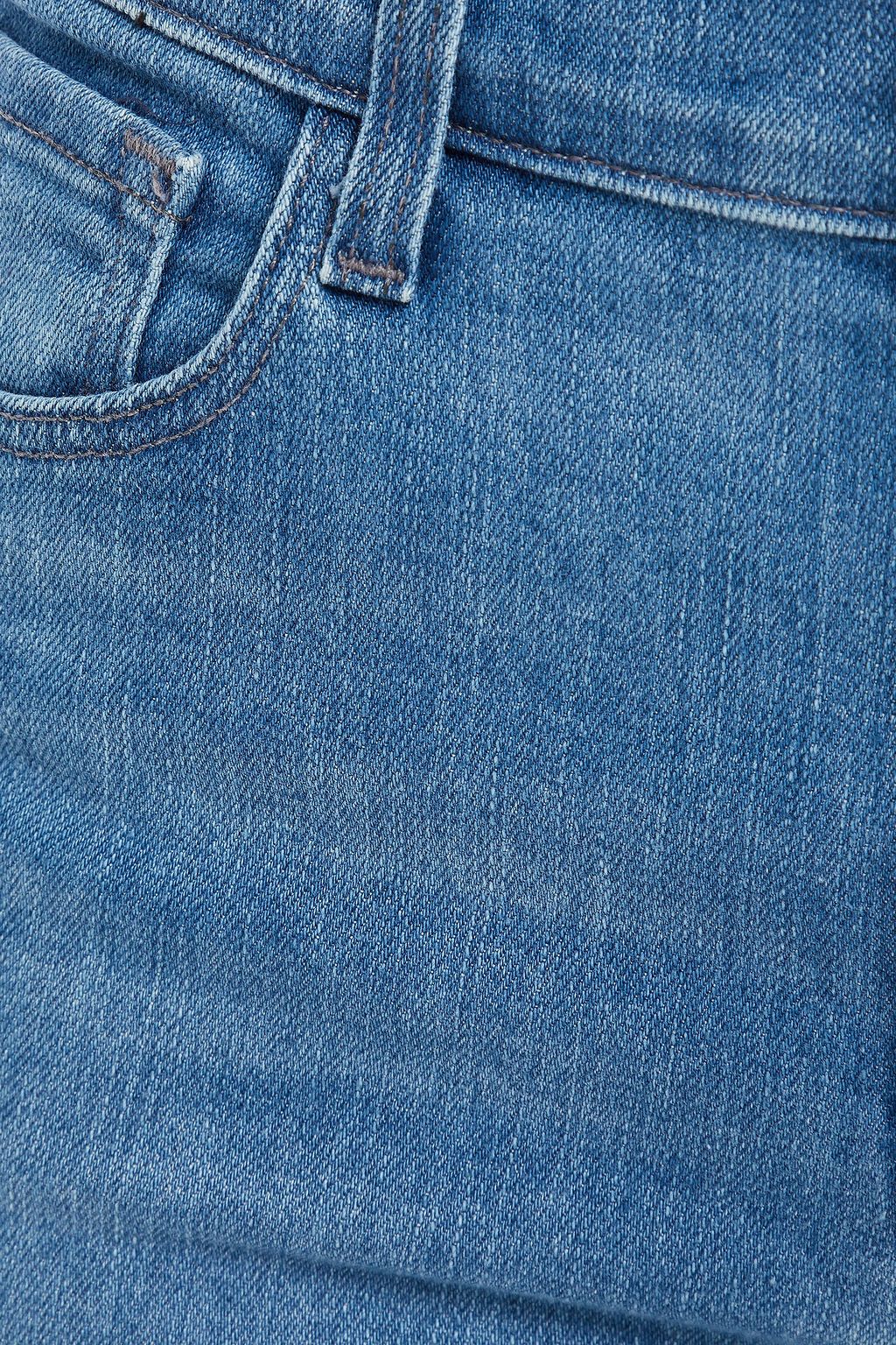 J BRAND Cropped distressed high-rise slim-leg jeans