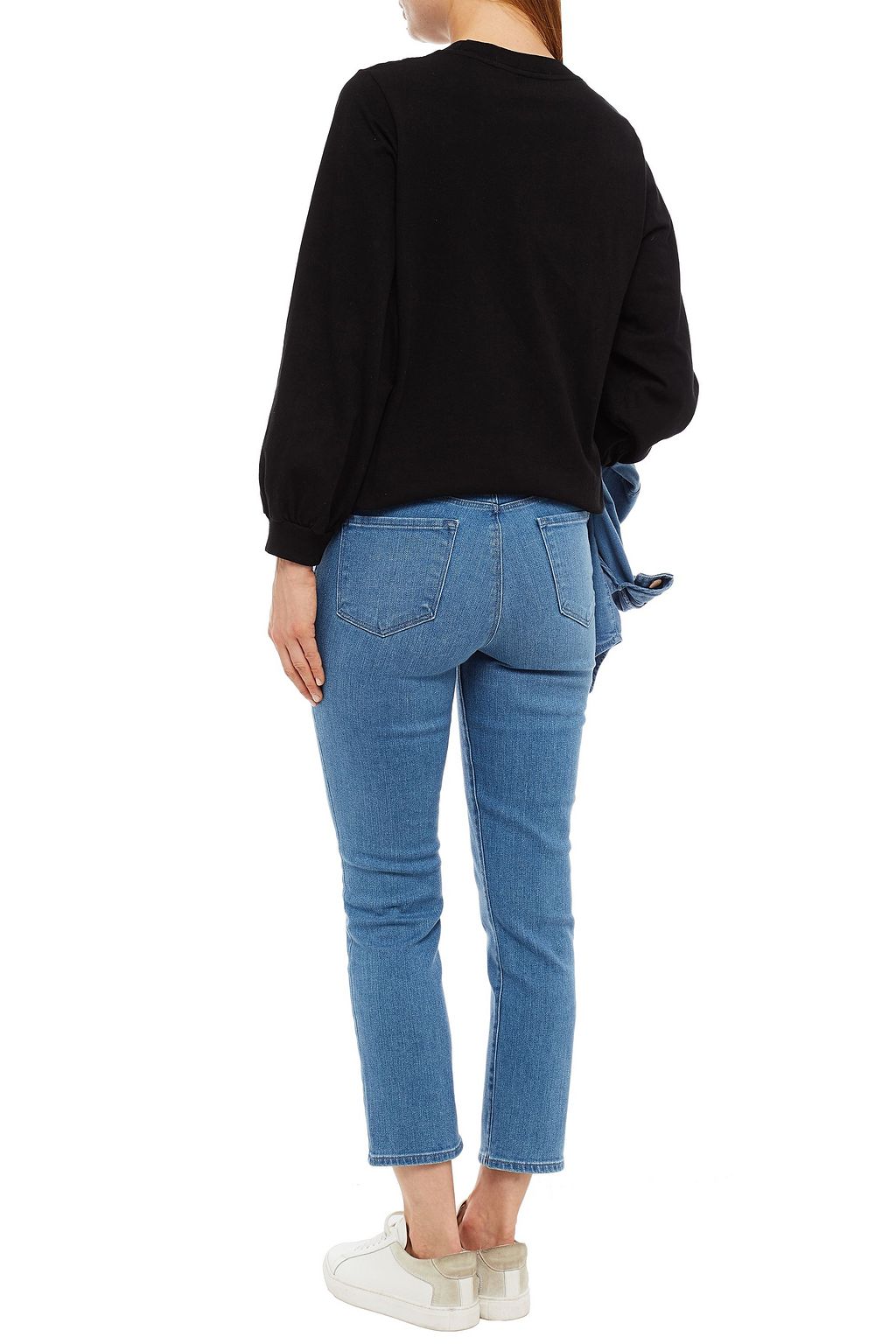 J BRAND Cropped distressed high-rise slim-leg jeans