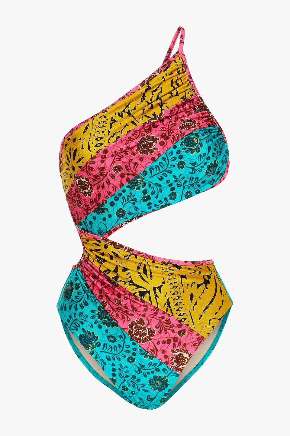 Zimmermann Lulu One-shoulder Paneled Cutout Floral-print Swimsuit In Multi