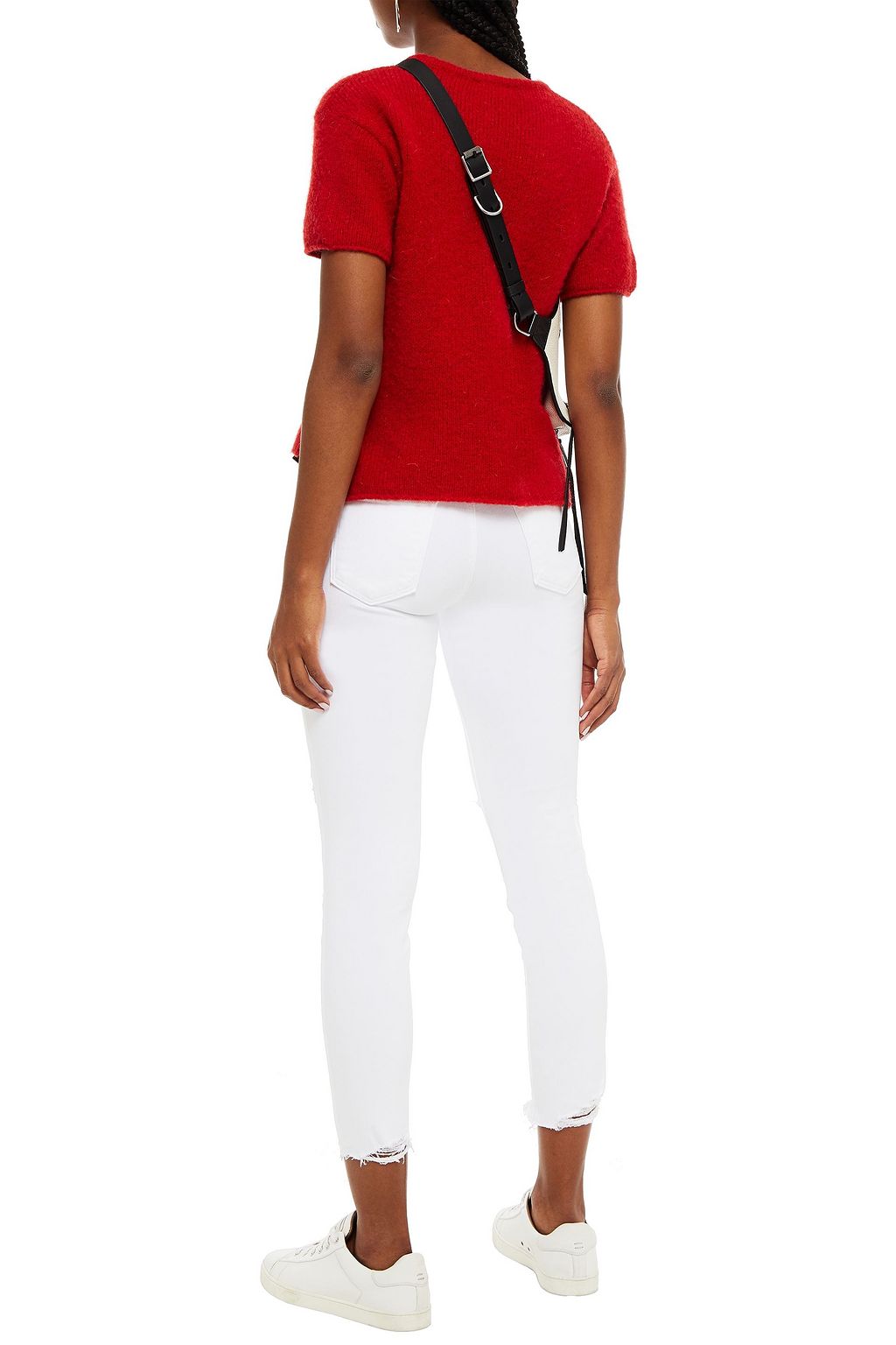 J BRAND Cropped distressed mid-rise skinny jeans