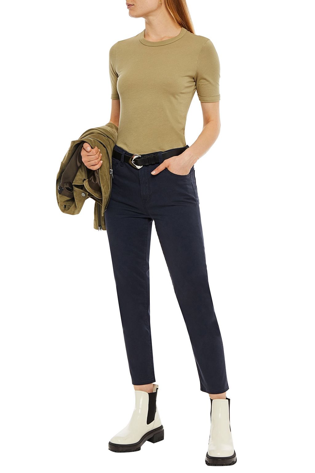 J BRAND Kyrah cropped stretch cotton-blend twill skinny pants