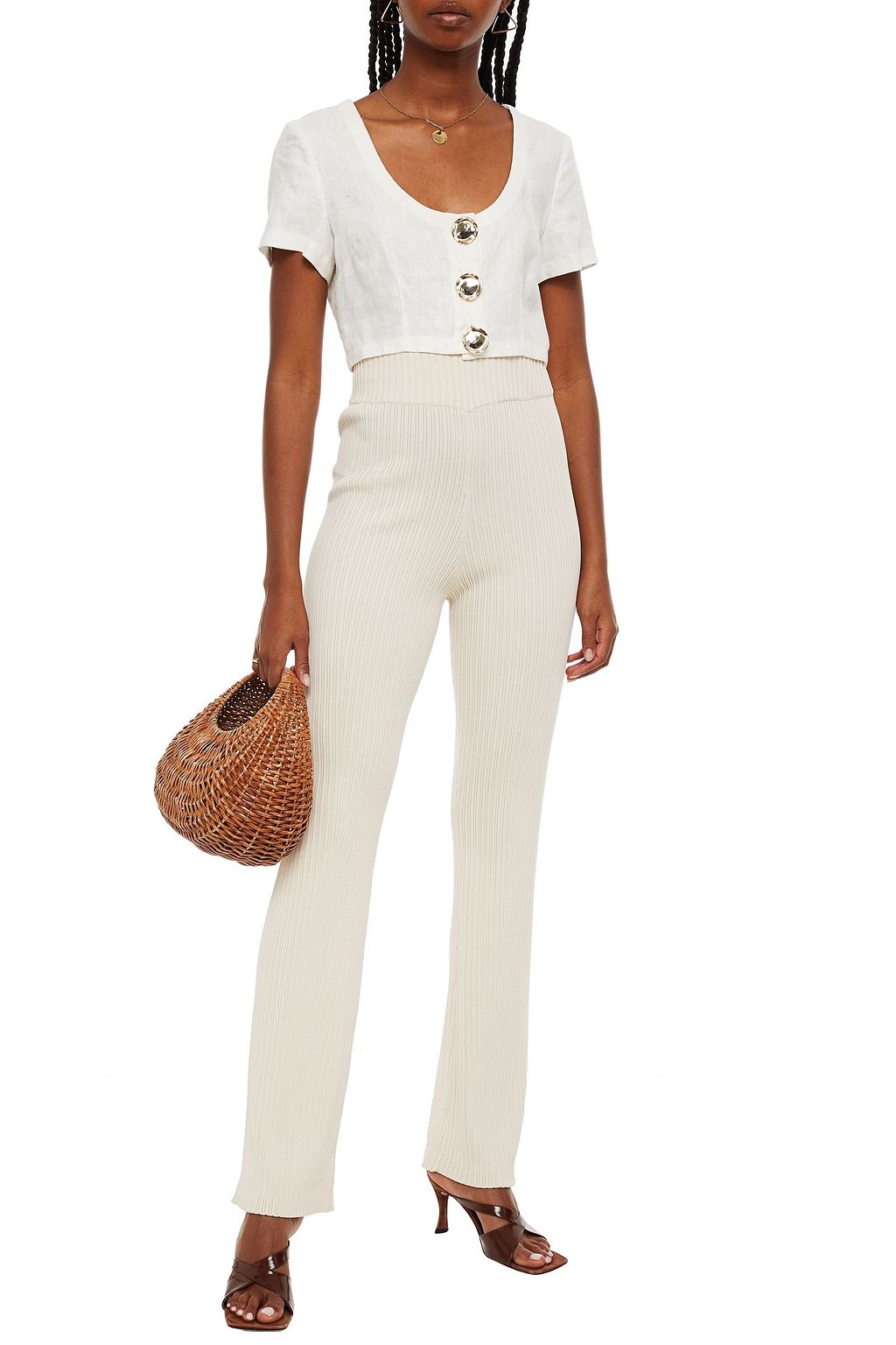 NICHOLAS Cropped linen top