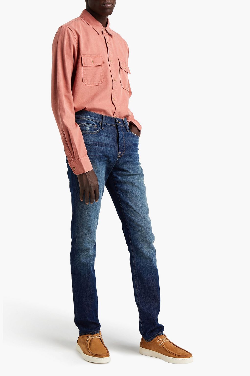 FRAME Slim-fit faded distressed denim jeans