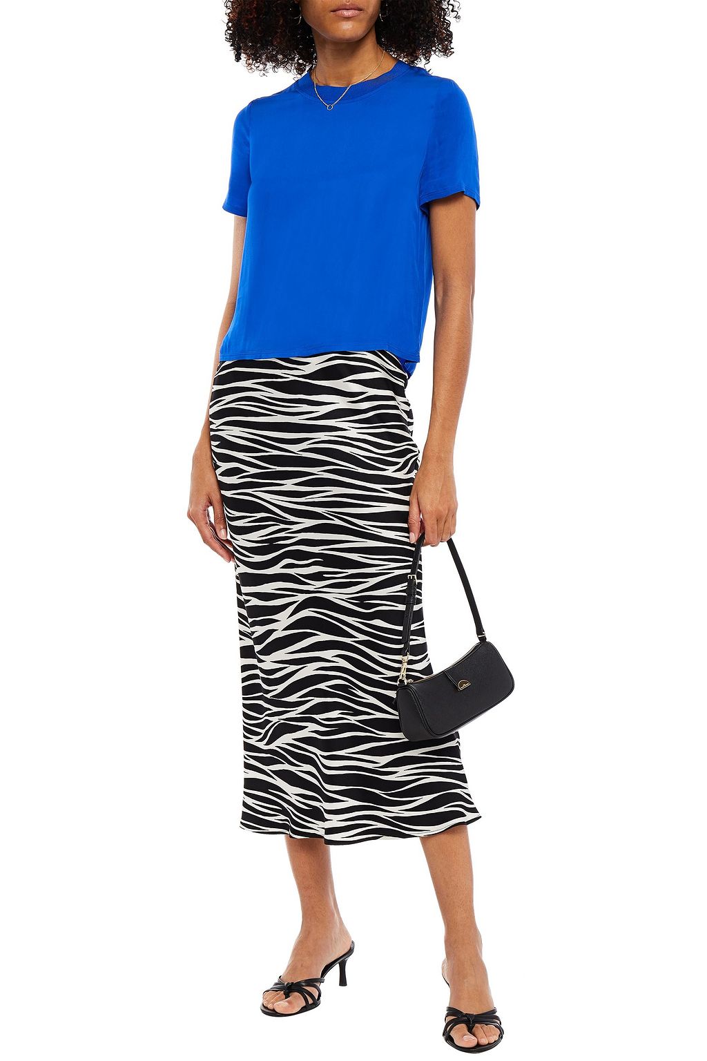 ALICE + OLIVIA Kane cropped satin-twill top