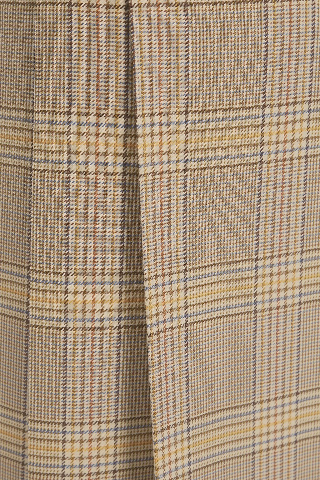 VICTORIA BECKHAM Chain-embellished pleated Prince of Wales checked wool skirt