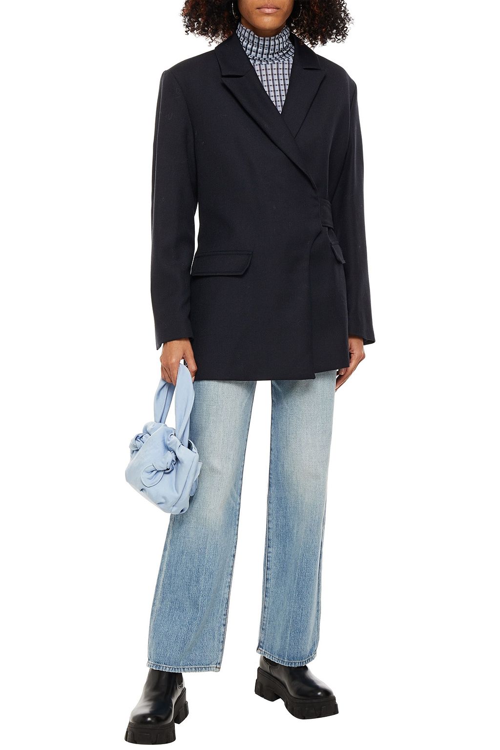 GANNI Double-breasted canvas blazer