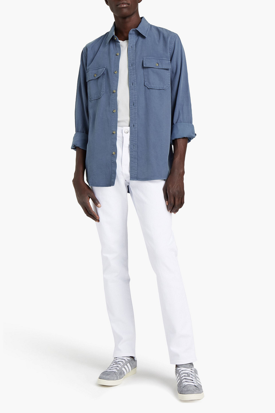Frame Man Lyocell And Cotton-blend Twill Overshirt In Blue