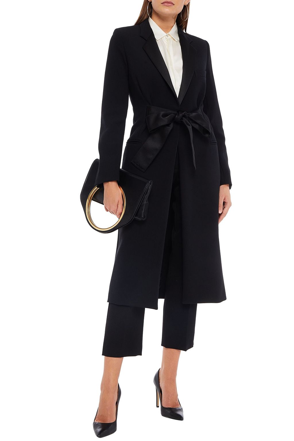 VICTORIA BECKHAM Satin-trimmed crepe coat