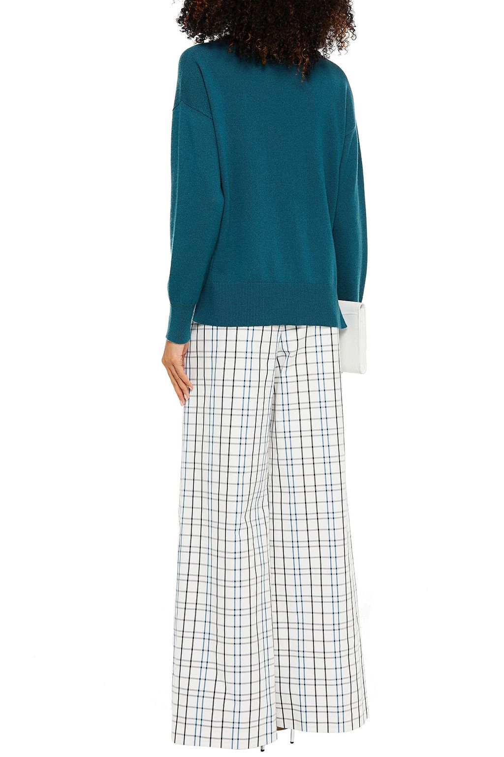 CAROLINA HERRERA Pleated checked cotton wide-leg pants