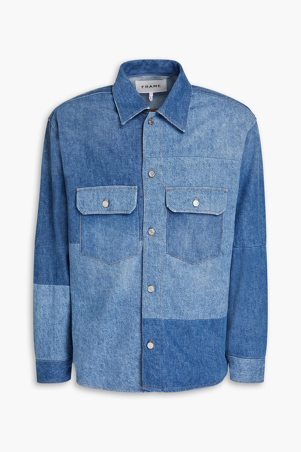 Paneled denim shirt