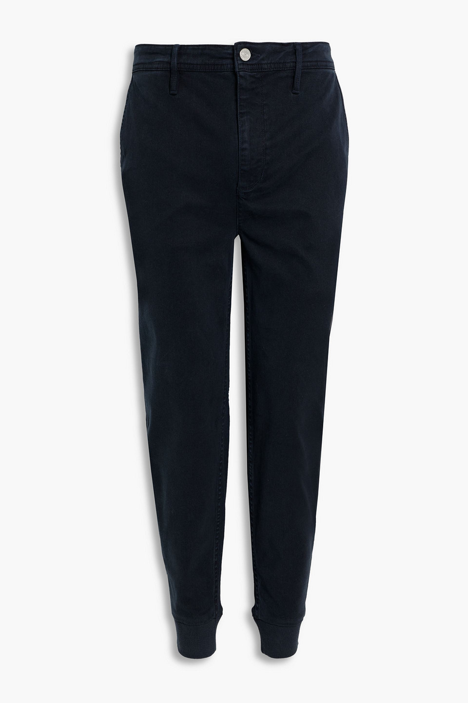 Frame Lyocell-blend Twill Tapered Trousers In Navy