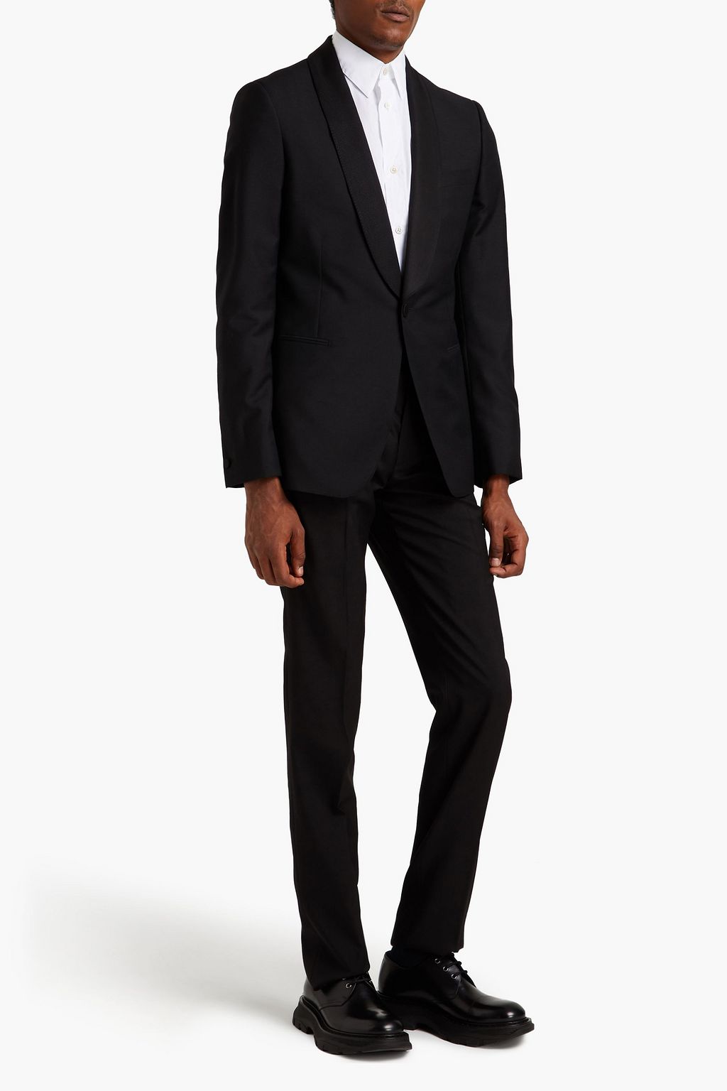 ALEXANDER MCQUEEN Slim-fit silk-trimmed wool and mohair-blend twill blazer