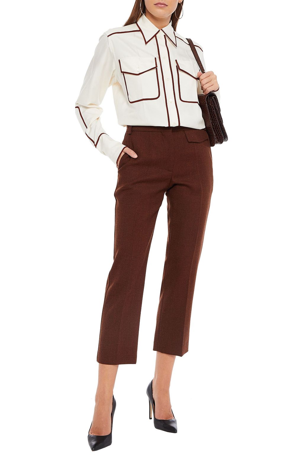VICTORIA BECKHAM Penelope cropped wool-twill straight-leg pants