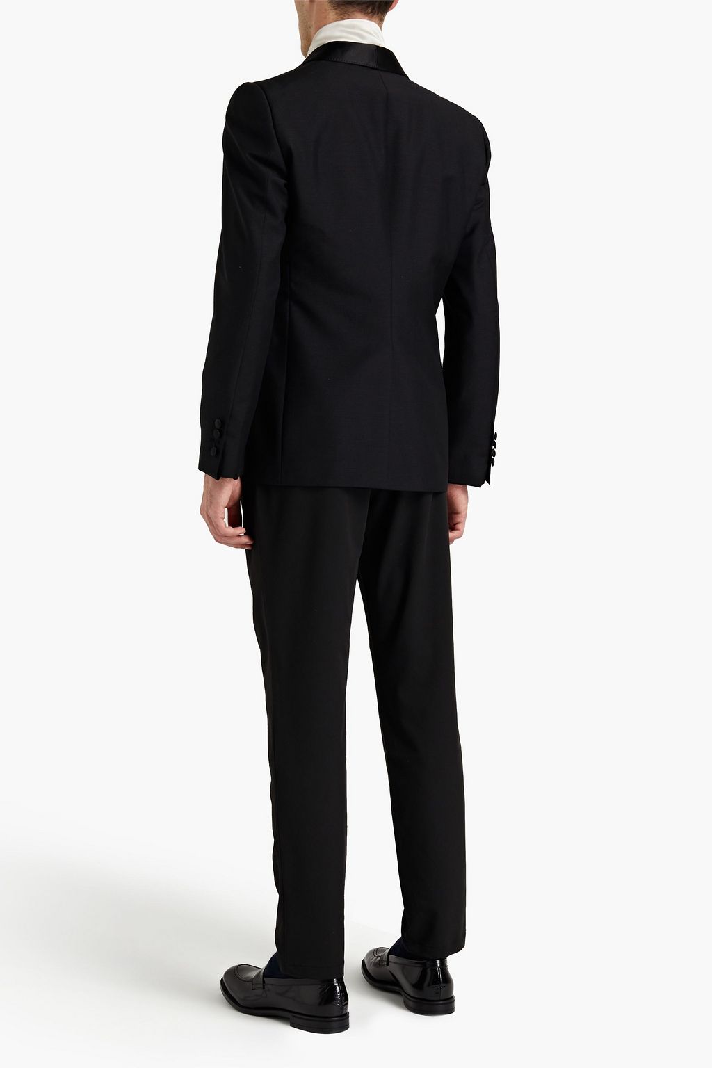 MCQUEEN Satin-trimmed wool and mohair-blend tuxedo jacket