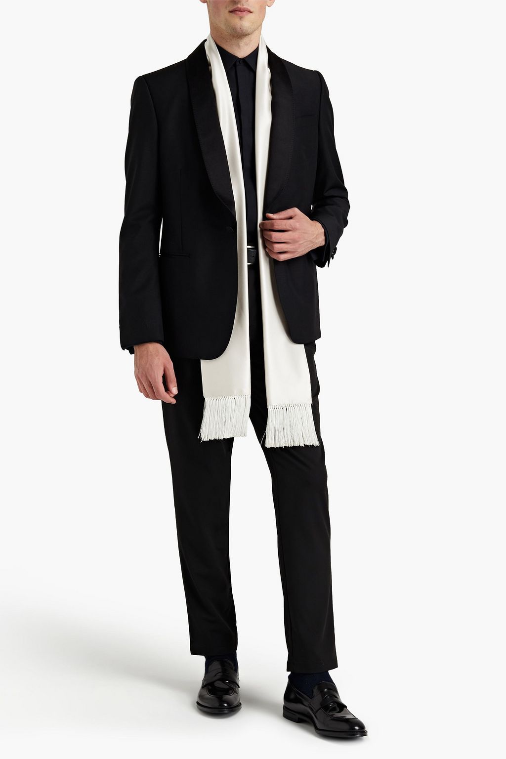 MCQUEEN Satin-trimmed wool and mohair-blend tuxedo jacket