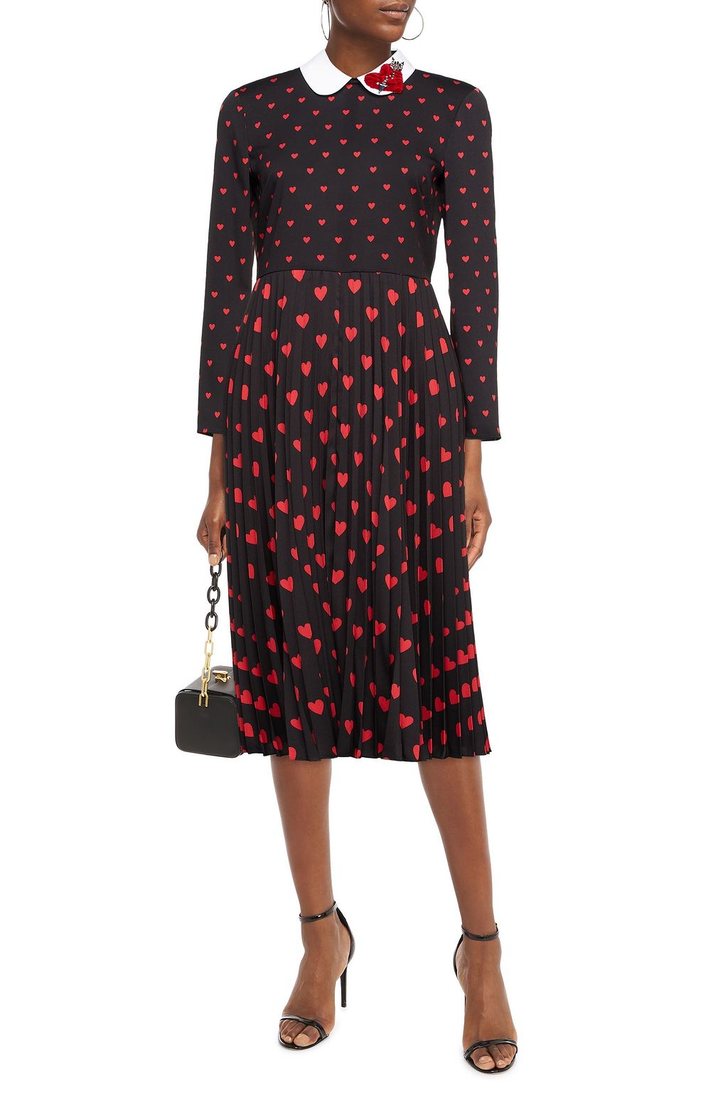 REDVALENTINO Embellished printed stretch-crepe midi dress