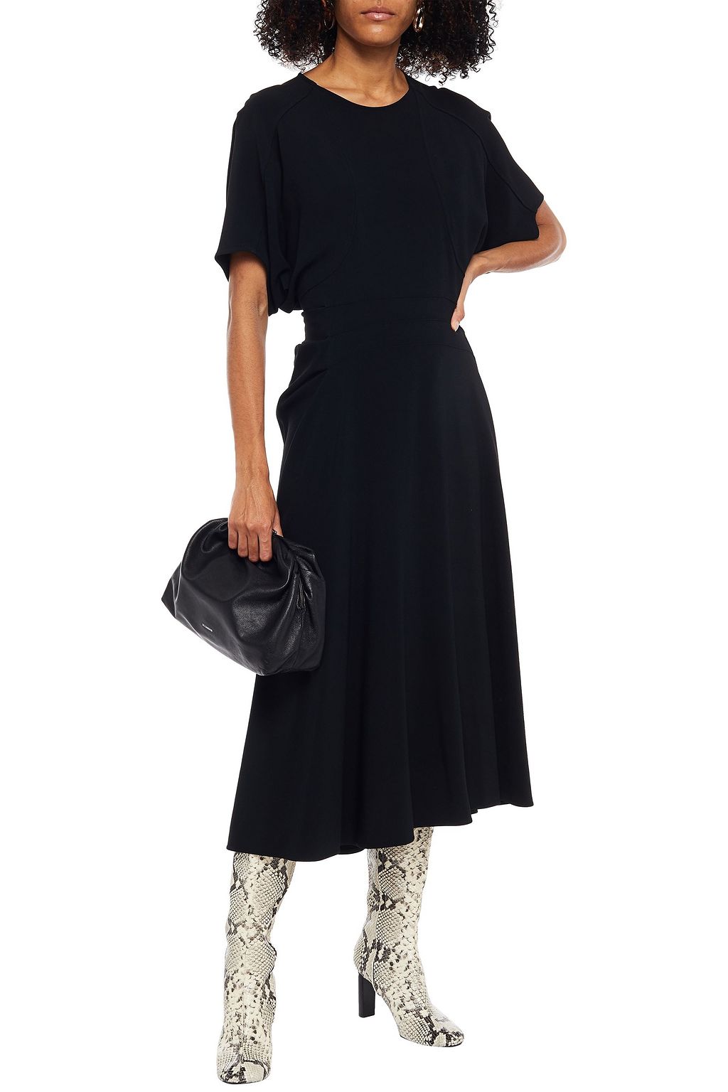 VICTORIA BECKHAM Pleated stretch-crepe midi dress