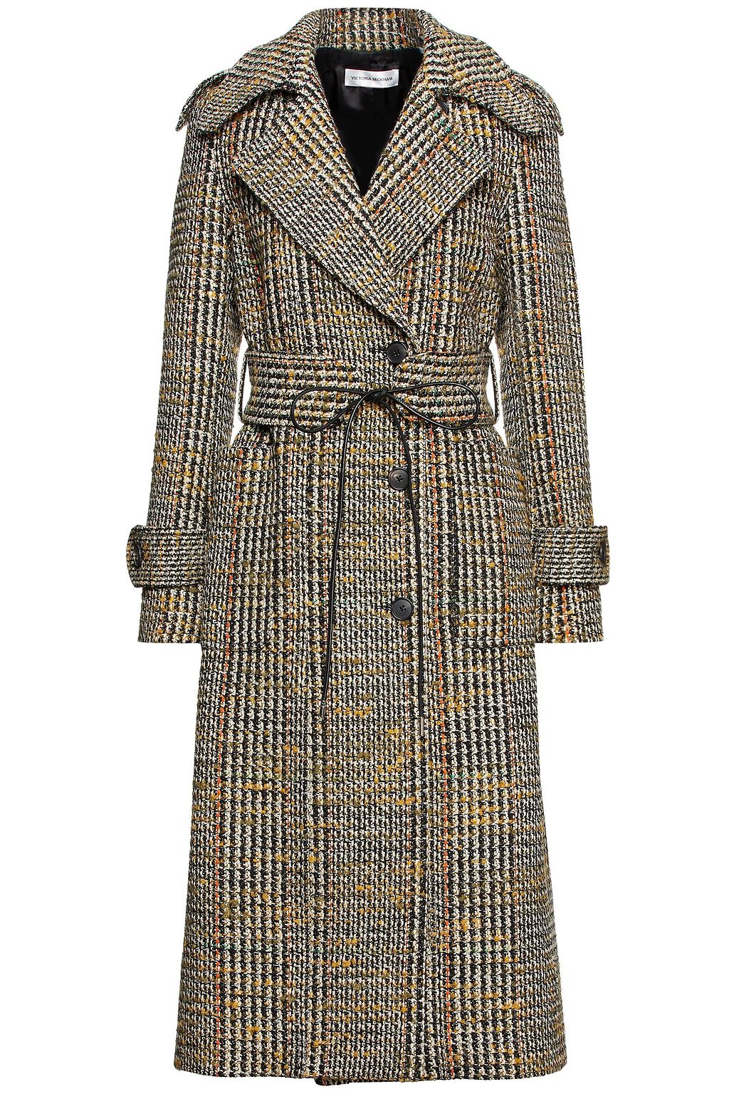 VICTORIA BECKHAM Belted checked wool-blend tweed coat | THE OUTNET