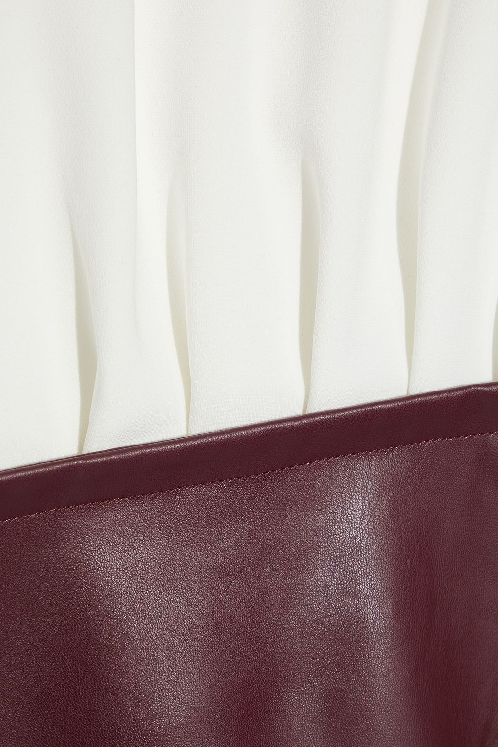 PROENZA SCHOULER Faux leather-paneled gathered crepe midi dress
