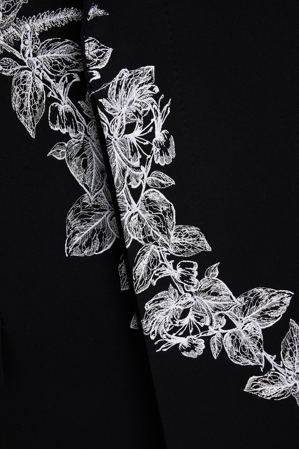MCQUEEN Velvet-trimmed embroidered wool-twill coat
