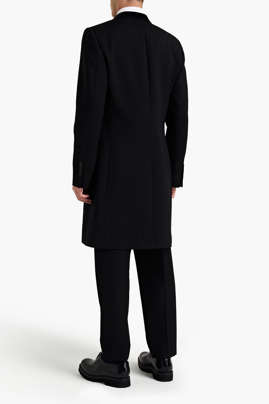 MCQUEEN Velvet-trimmed embroidered wool-twill coat