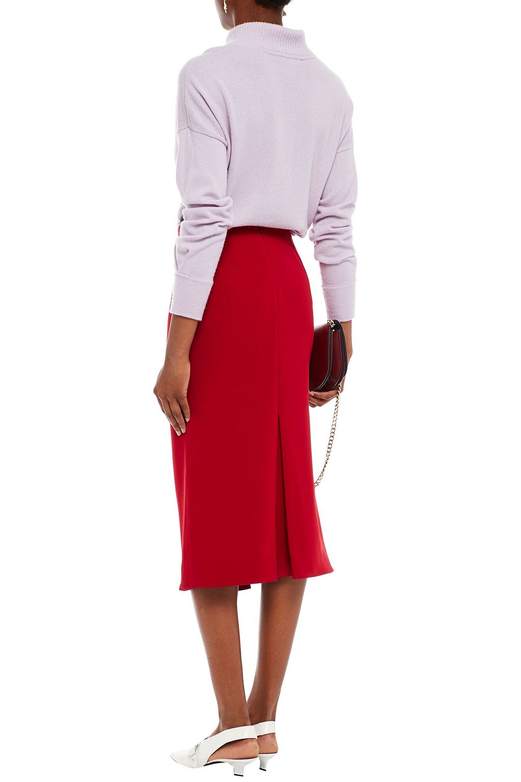 VICTORIA BECKHAM Pleated crepe midi skirt