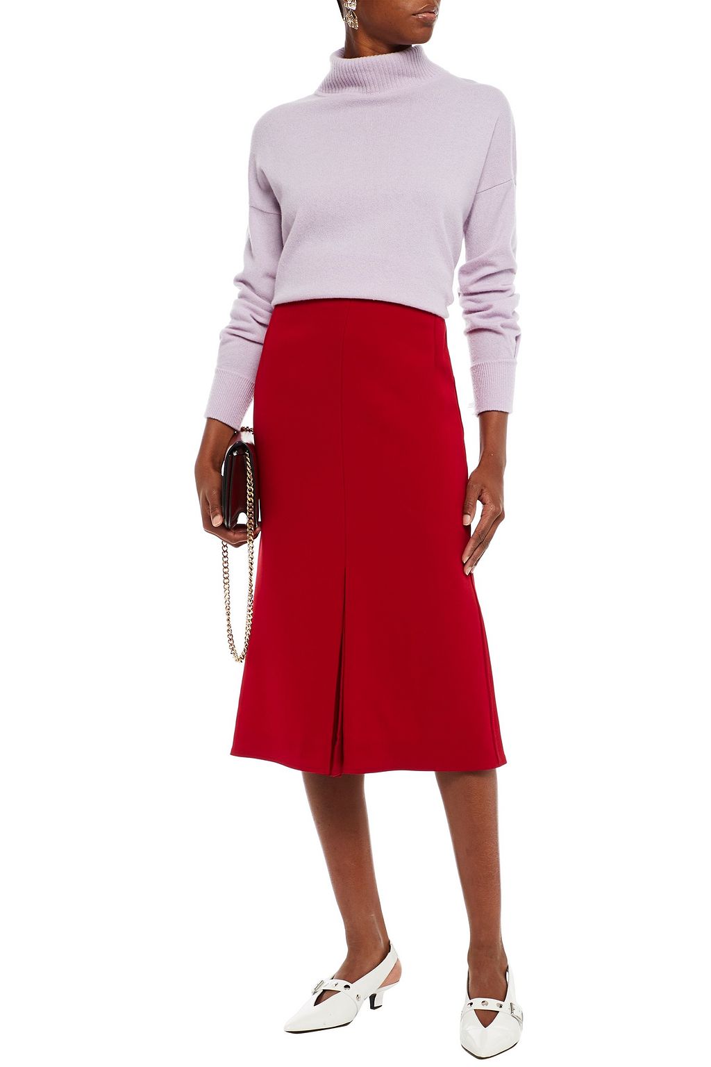 VICTORIA BECKHAM Pleated crepe midi skirt