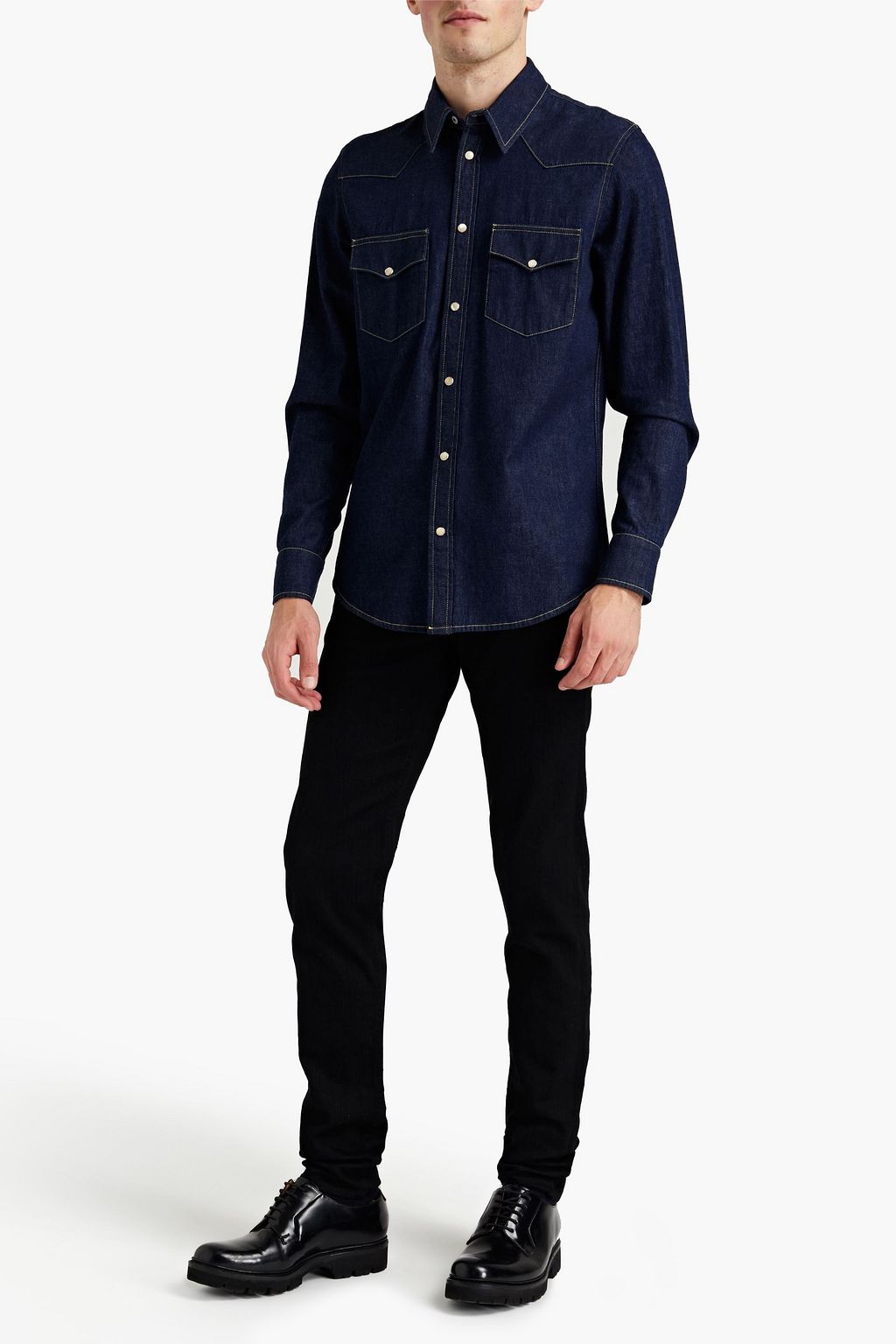 MCQUEEN Embroidered denim shirt