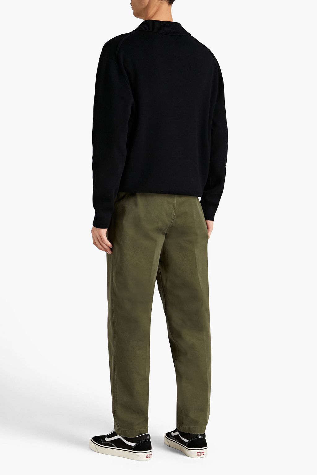 FRAME Ribbed cotton and cashmere-blend polo sweater