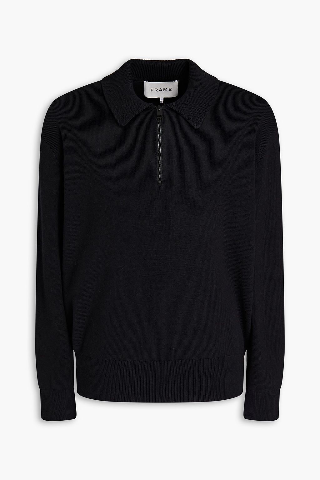 FRAME Ribbed cotton and cashmere-blend half-zip polo sweater | THE OUTNET