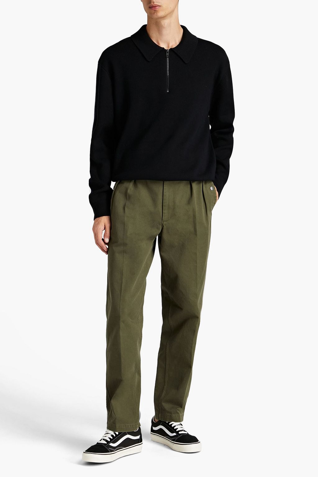 FRAME Ribbed cotton and cashmere-blend polo sweater