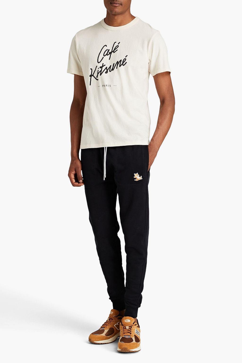 MAISON KITSUNÉ Appliquéd French cotton-terry sweatpants