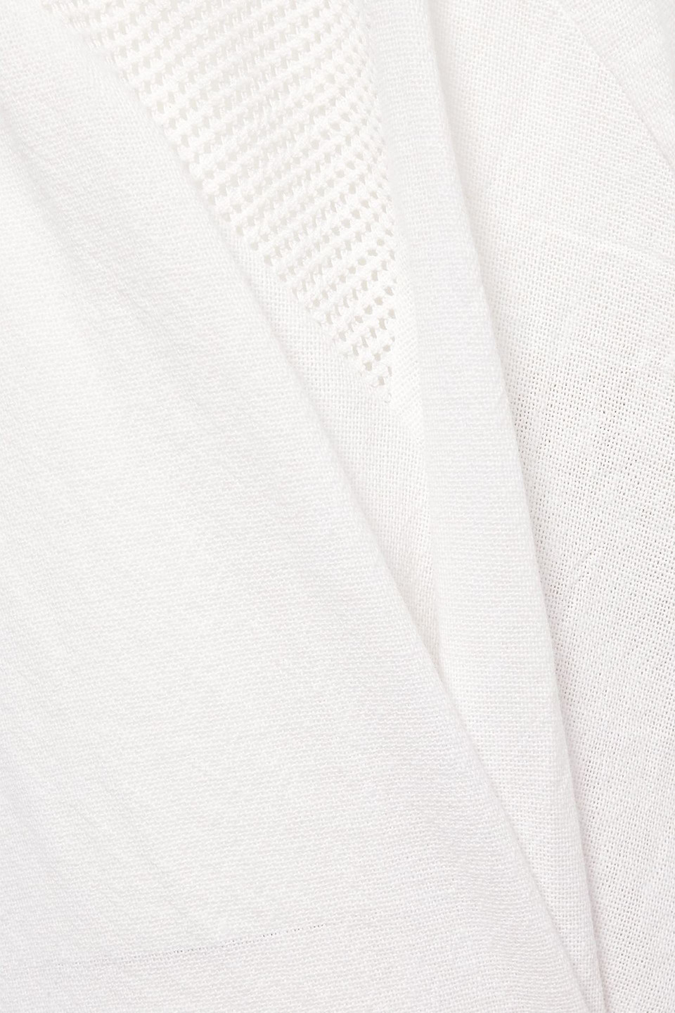 Rue Mariscal Fringed Asymmetric Mesh-paneled Cotton Midi Dress In White
