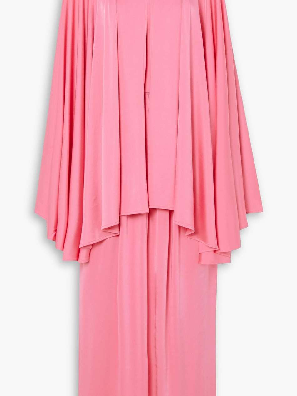 ana cape-effect stretch-satin jersey maxi dress