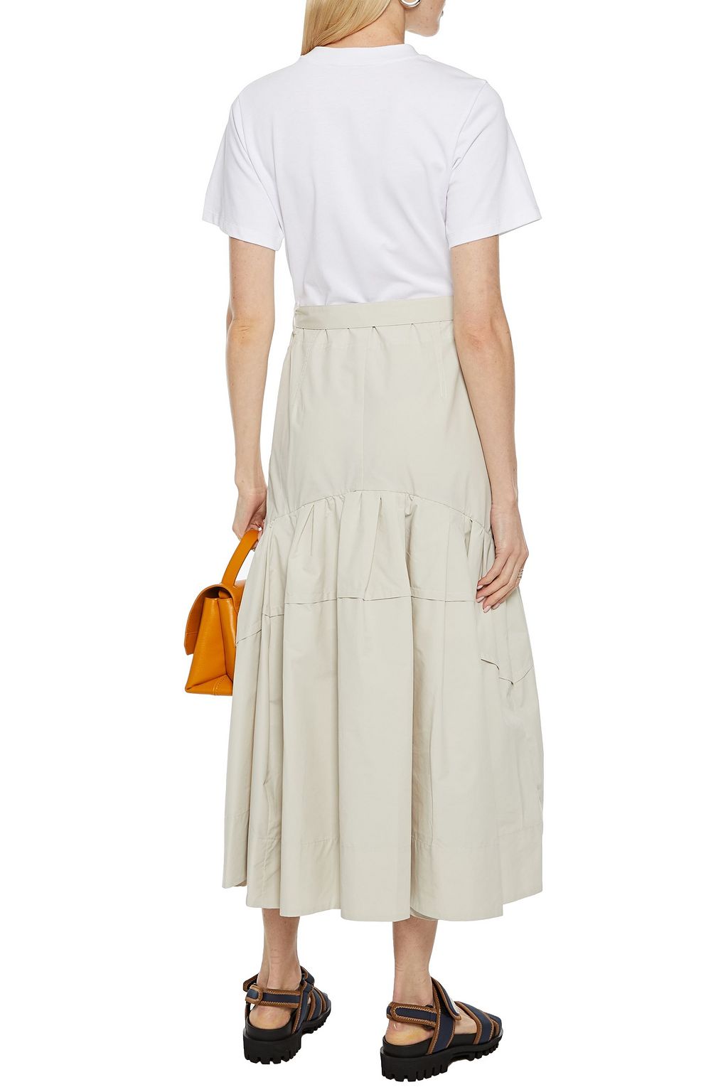 3.1 PHILLIP LIM Jersey-paneled belted cotton-poplin midi dress